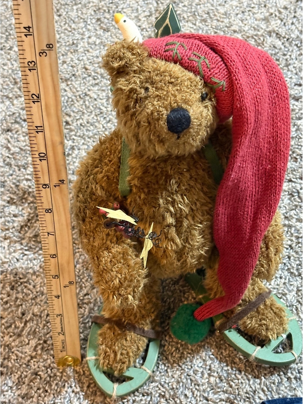 Tender Heart Treasures Decorative Bear with Red Hat and Snowshoes